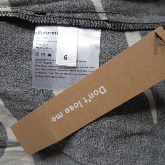 NWT Reformation Wallflower Midi in Mustang Black Ivory Slit Crepe Dress 6 $248